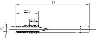 第2根丝锥的切削导向锥角修磨为9°