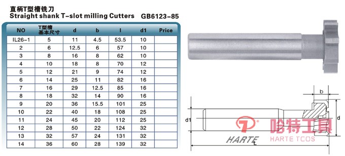 HT-C3301 直柄T型槽铣刀 GB/T6123-85